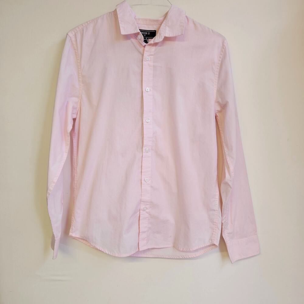 Forever 21‎ Pink Long Sleeve Button Front Dress Shirt Size M Men's